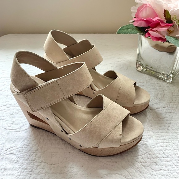 Eileen Fisher Leather Wooden Cut Out Clog Wedge 5 5.5 - Picture 6 of 16